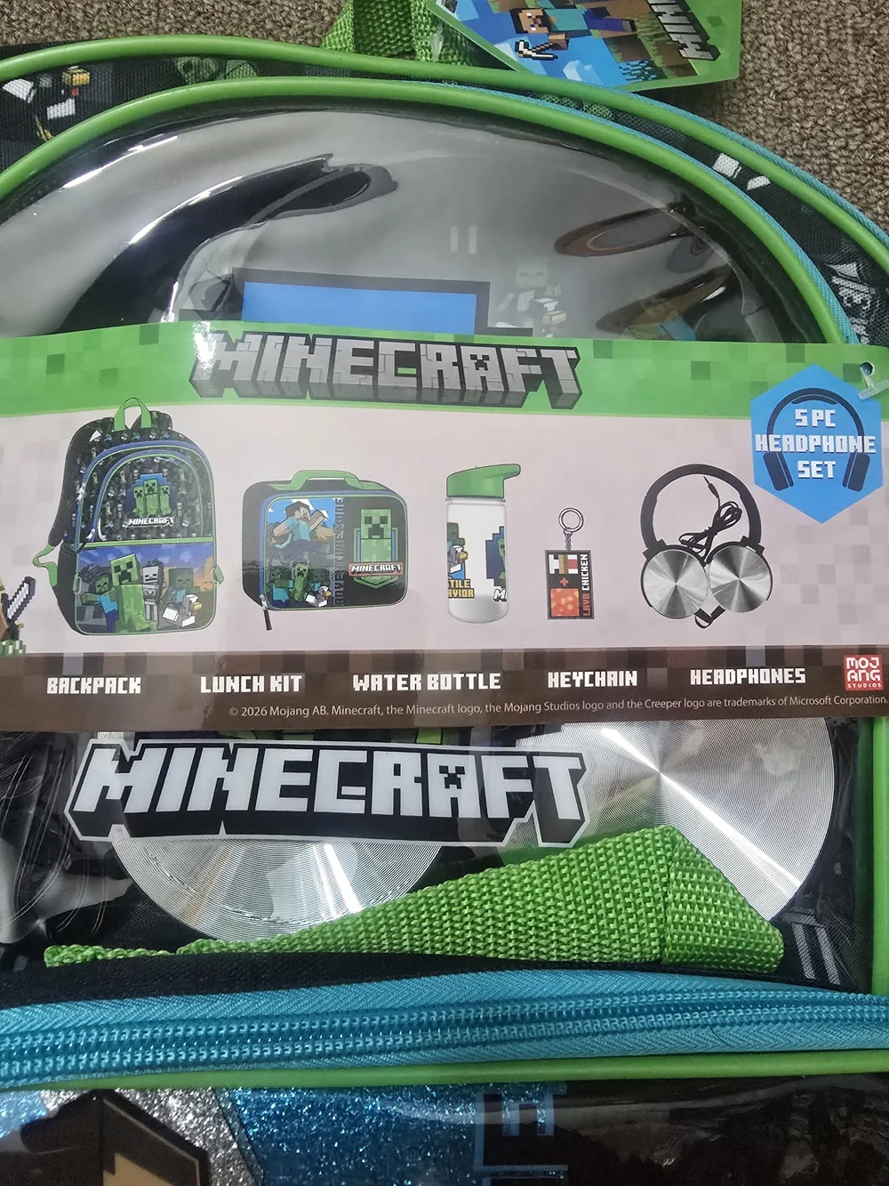 Minecraft Green Backpack and Lunch Bag Set